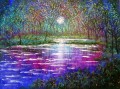 Landscape Spring Trees Lake and Fireflies garden decor scenery wall art nature landscape